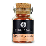 Buletten und Frikadellen von Ankerkraut im Korkenglas auf weißem Hintergrund.